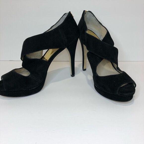 Michael Kors black peep toe platform 5in heels size 10 - Picture 2 of 16
